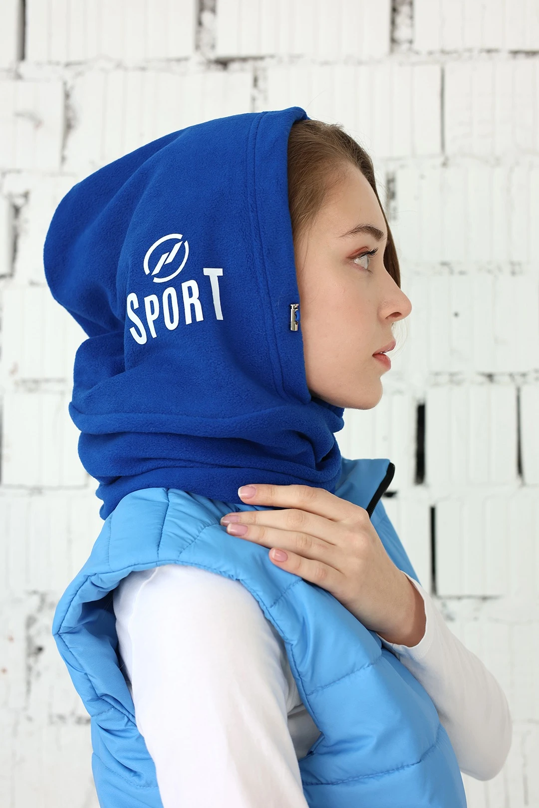 Купить капор Рейс флисовый взрослый, однотонный синий Купить капор Рейс флисовый взрослый, однотонный синий