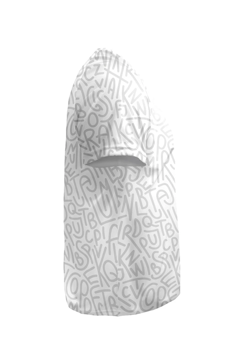 Футболка Спэйс V-ворот унисекс из ложной сетки с полной запечаткой "Letters"#2