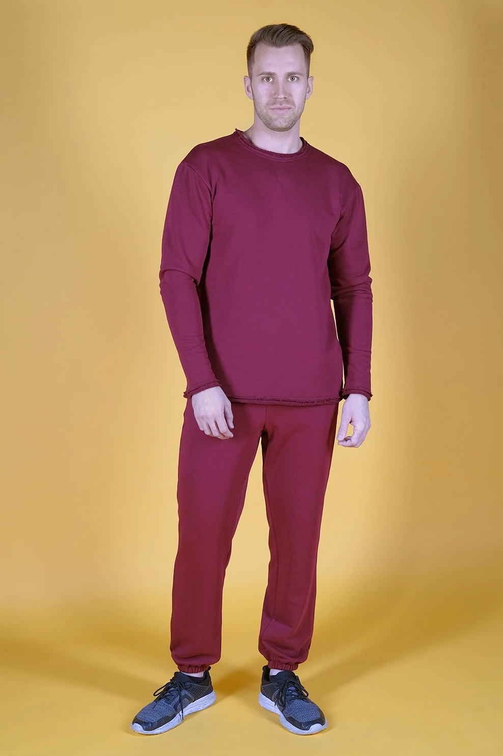 Брюки Хит из футера с начесом мужские, однотонные темно-красные#1 Брюки Хит из футера с начесом мужские, однотонные темно-красные#1