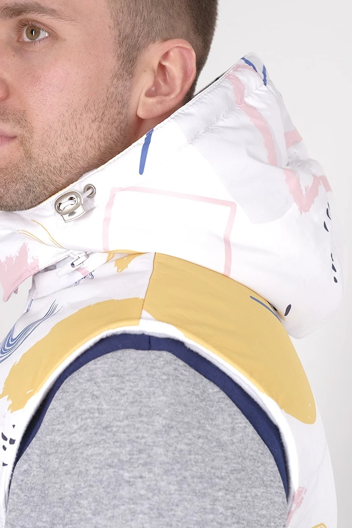 Жилет Диего на синтепоне с капюшоном унисекс, с полной запечаткой "Geometry"#4