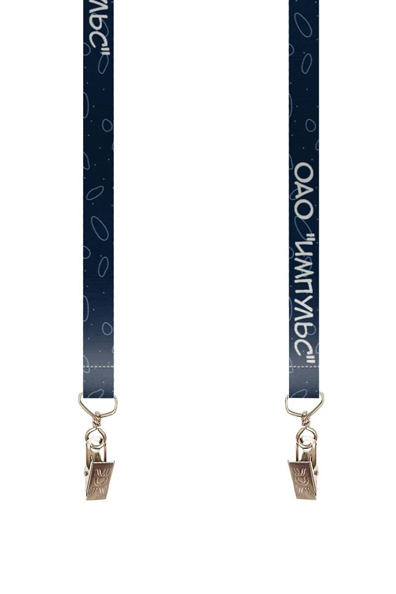 Купить ленту для бейджа репс ширина 1,5 см, с клипсой, с печатью "Impuls"