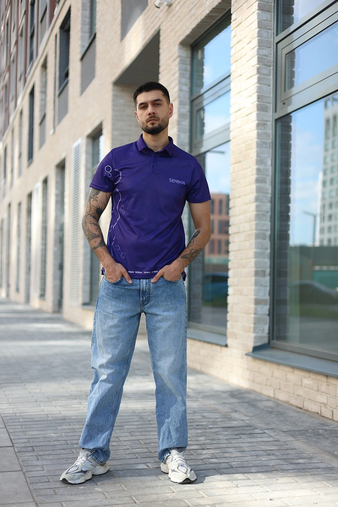 Поло Стар унисекс из ложной сетки с полной запечаткой "Senbol"#2 Поло Стар унисекс из ложной сетки с полной запечаткой "Senbol"#2