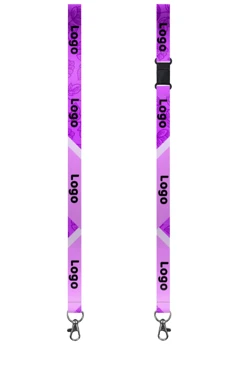 Купить ленту для бейджа блекаут ширина 2 см, с карабином-люкс и замком безопасного разрыва, с печатью "Purple geomertry"