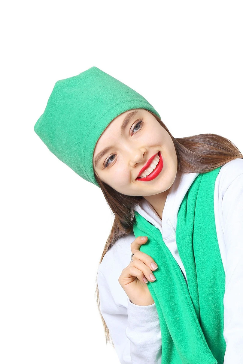 Шапка Вайт флисовая однослойная взрослая, однотонная зеленая#2 Шапка Вайт флисовая однослойная взрослая, однотонная зеленая#2