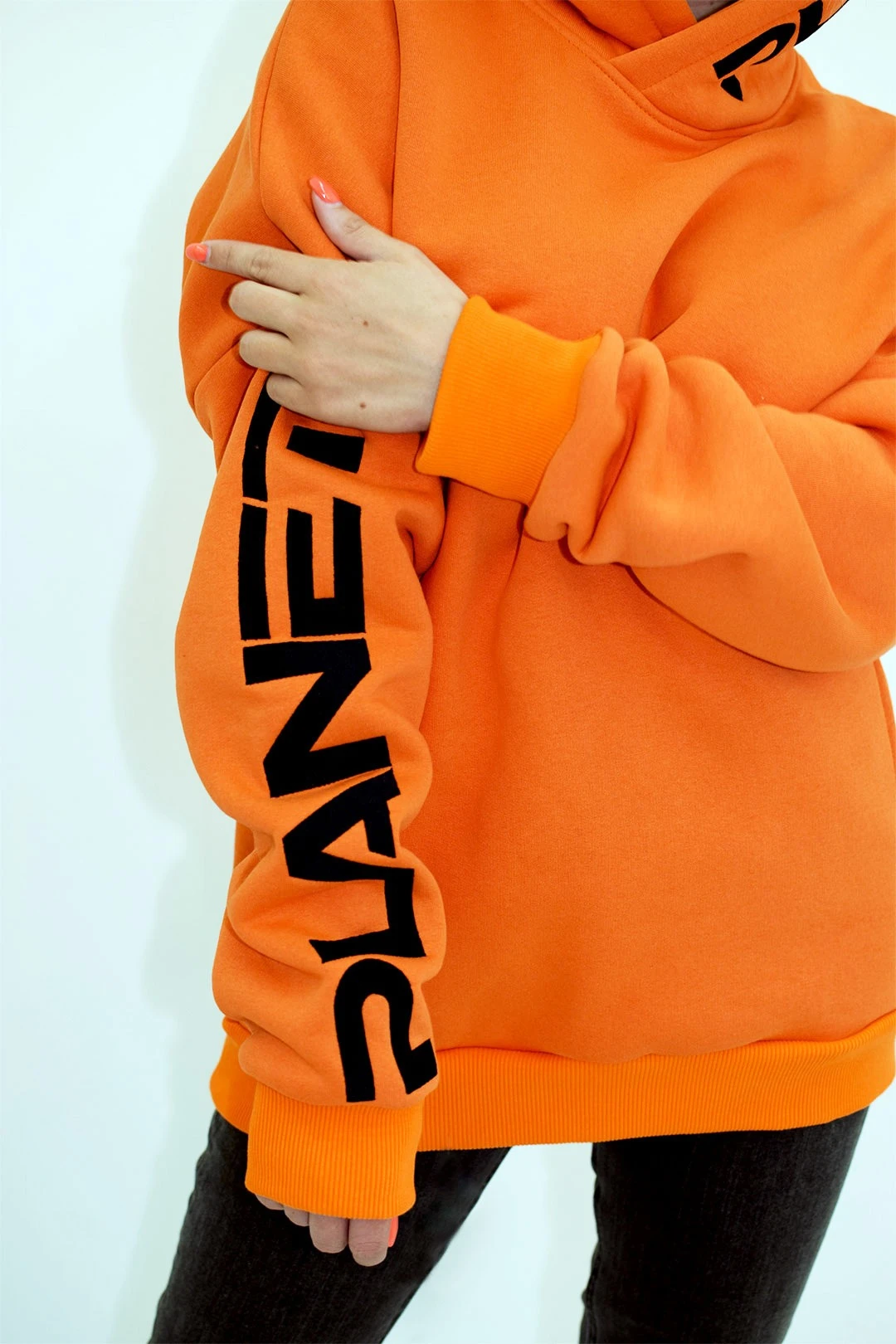 Худи Кинг из футера унисекс, однотонная оранжевая "Planet"#2