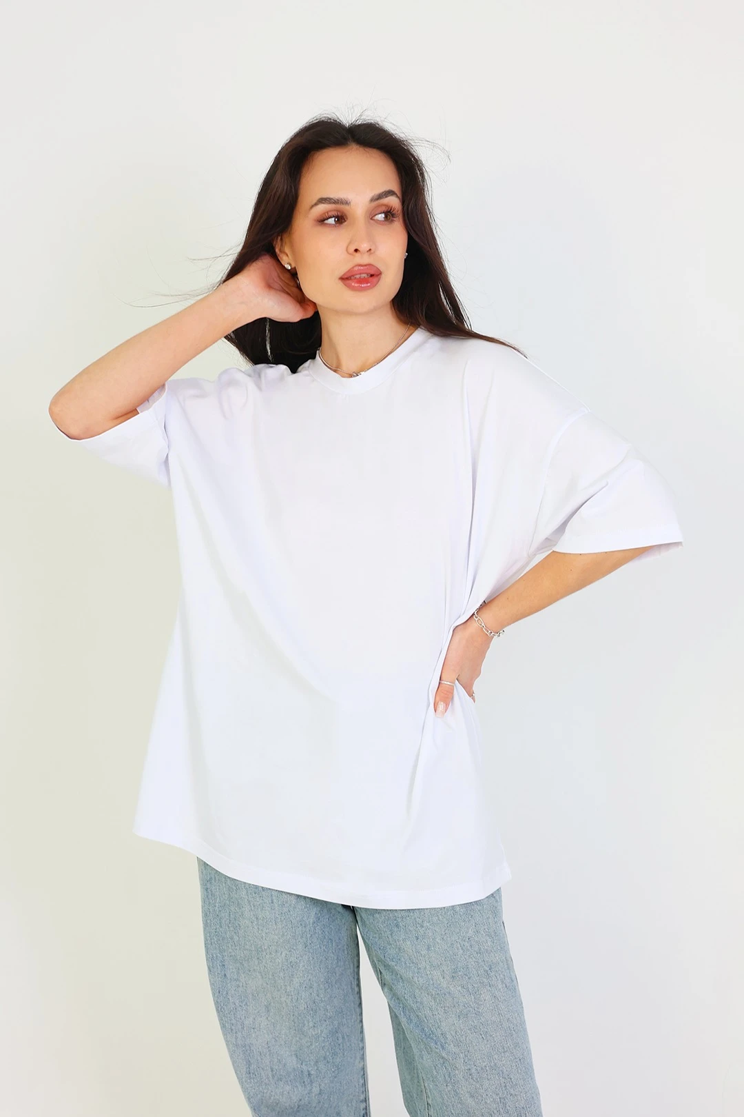 Футболка Ричмонд оверсайз унисекс однотонная (хлопок), белая#1