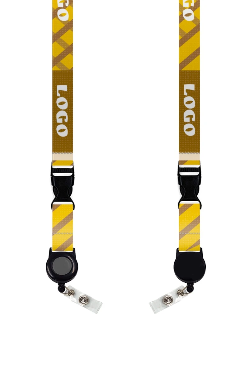 Купить ленту для бейджа блекаут ширина 2 см, с ретрактором и трезубцем, с печатью "Logo"