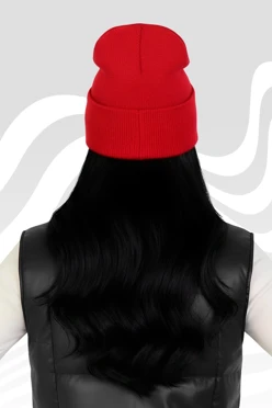 Шапка Филл двухслойная взрослая, однотонная красная#2
