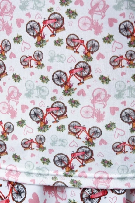 Футболка Гэлэкси V-ворот женская из примы с полной запечаткой "Bicycles"#4