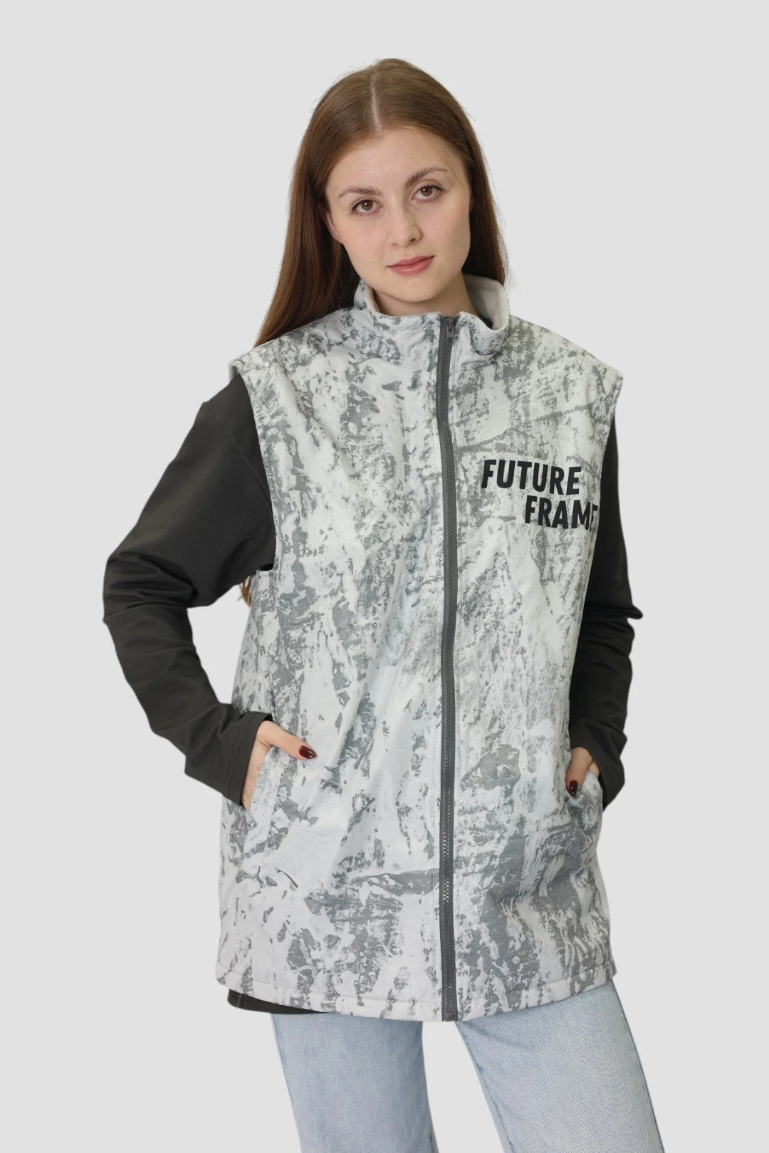 Жилет Пилот с подкладом из флиса унисекс, с полной запечаткой "Future Frame"#2