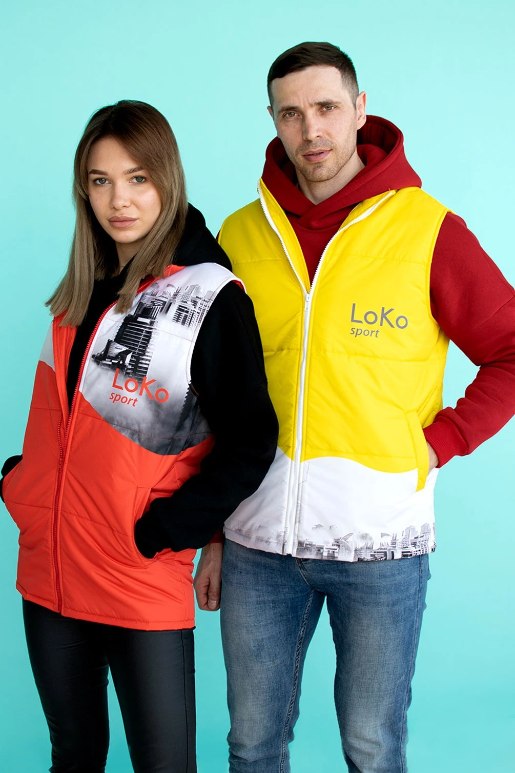 Жилет Портер на синтепоне со стежкой унисекс, с полной запечаткой "City"#1