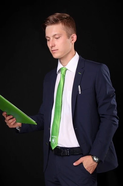 Галстук Слим узкий самовяз мужской, с полной запечаткой "Skoda"#3