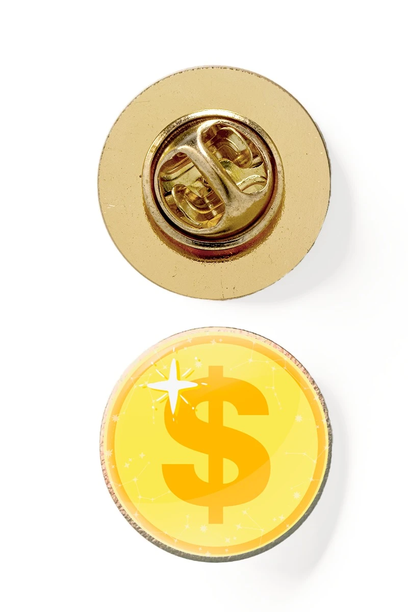 Значок заливной Круг диаметр 13 мм, с принтом "Money"#1