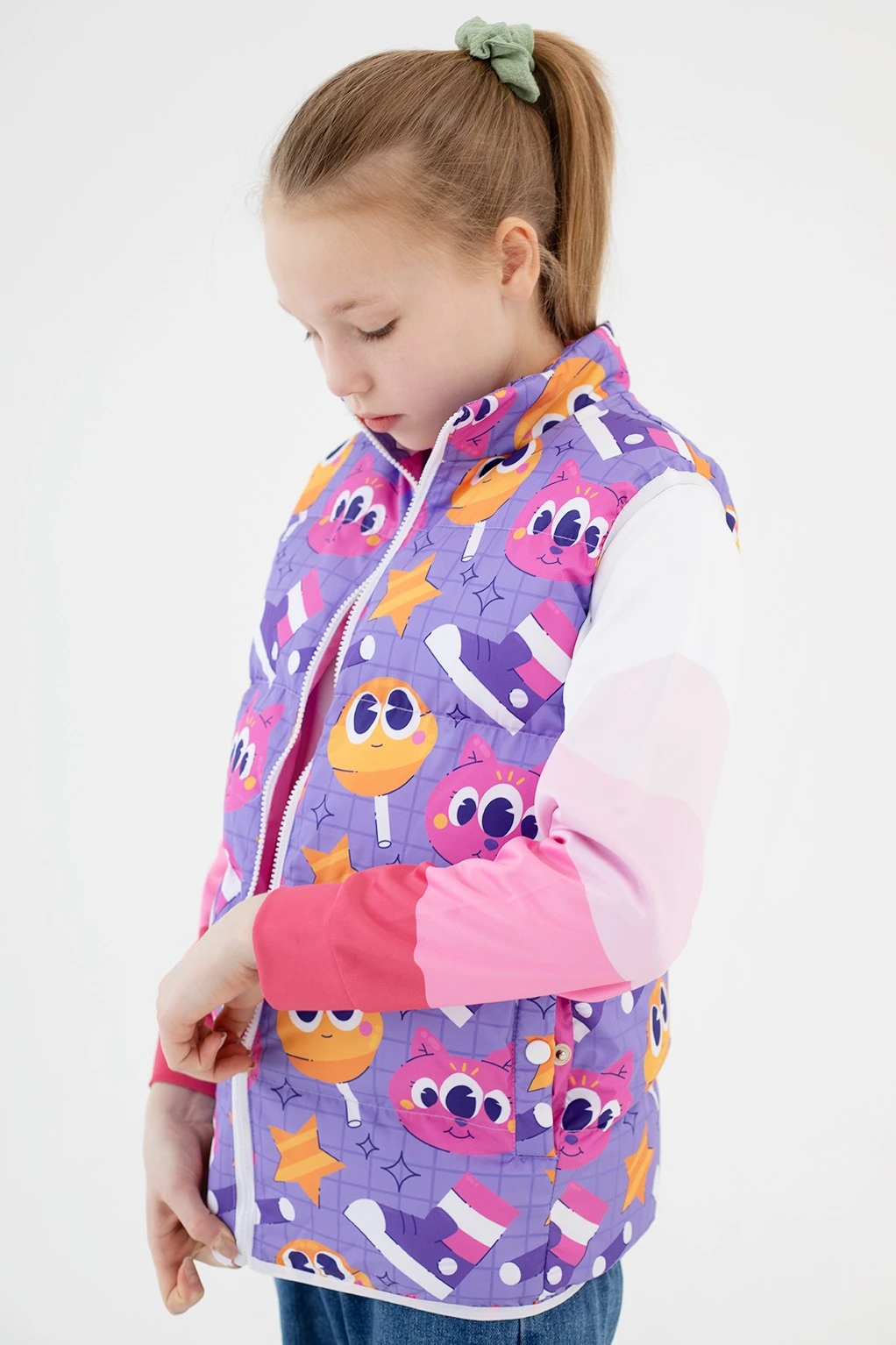 Жилет Морган Лайт с подкладом из лебяжьего пуха детский, с полной запечаткой "Funs"#2