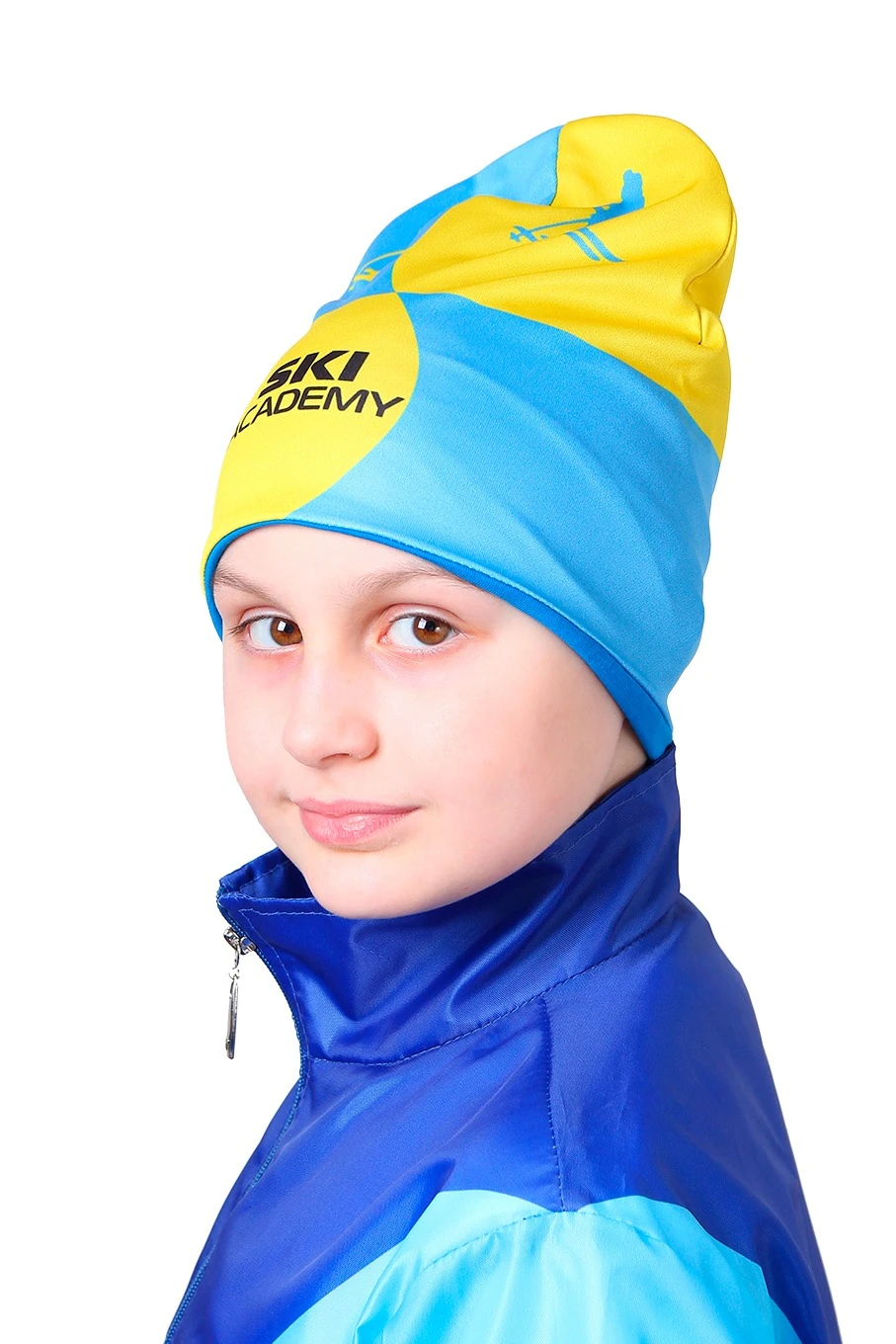Шапка Сноу двухслойная детская, с полной запечаткой "Ski academy"#3