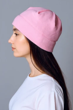 Купить шапку Вайт флисовую однослойную взрослую, однотонную светло-розовую