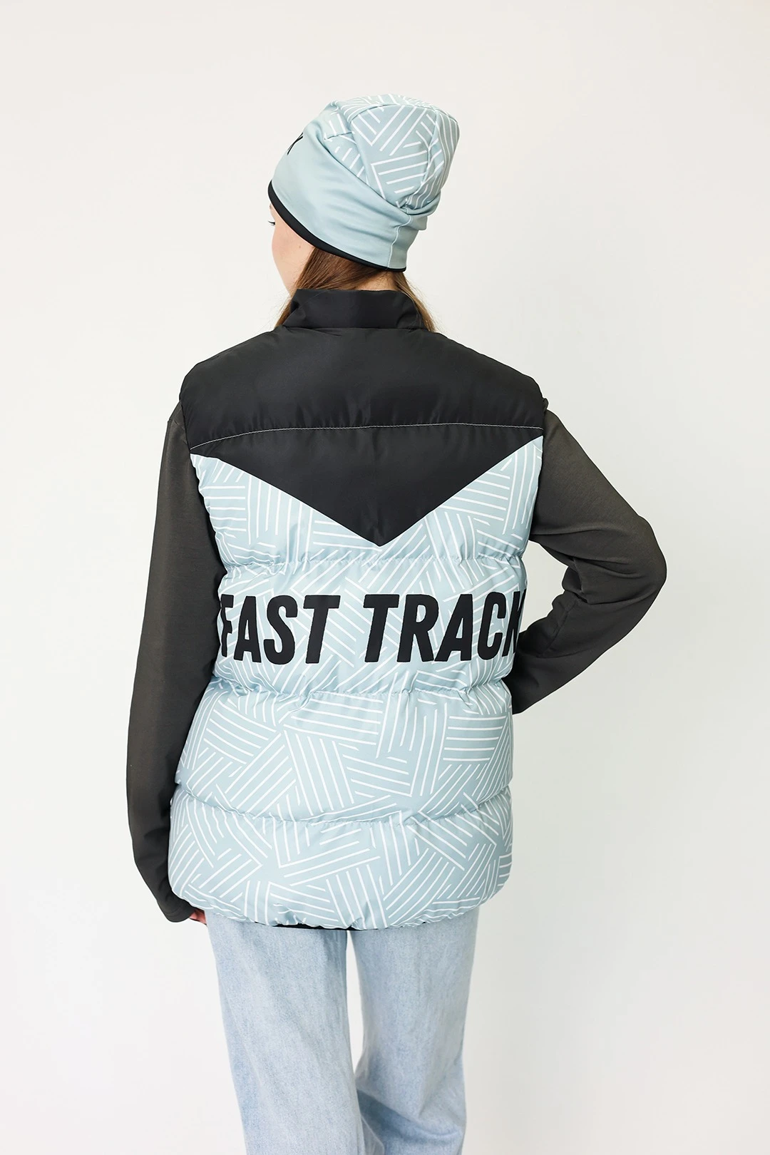 Жилет Морган Лайт с подкладом из лебяжьего пуха унисекс, с полной запечаткой "Fast Track"#4