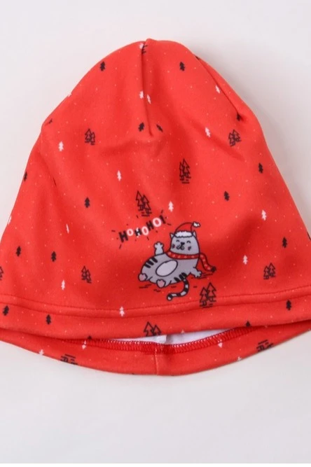 Шапка Лав флисовая однослойная детская, с полной запечаткой "Ho Ho Ho!"#1 Шапка Лав флисовая однослойная детская, с полной запечаткой "Ho Ho Ho!"#1