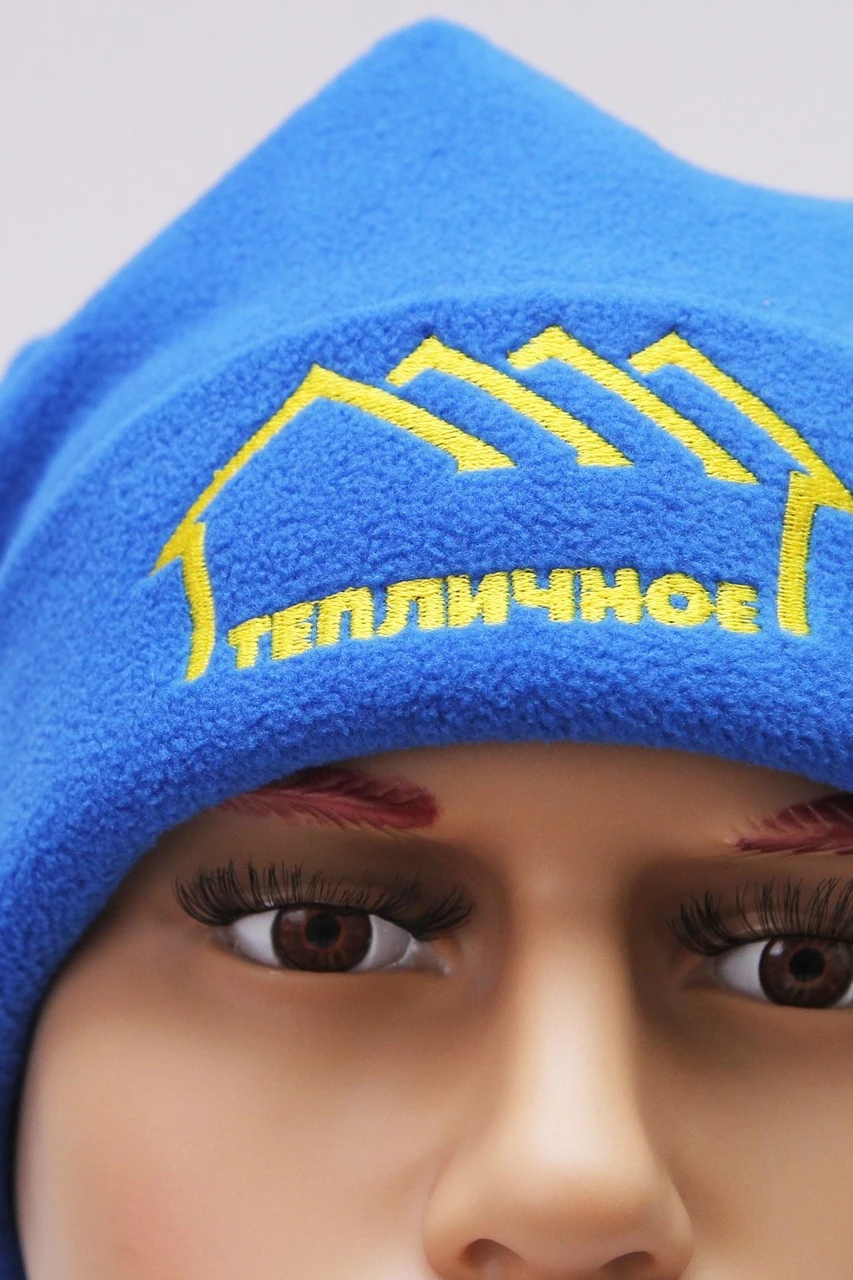 Шапка Вэст флисовая двухслойная взрослая, однотонная "Greenhouse" синяя#7