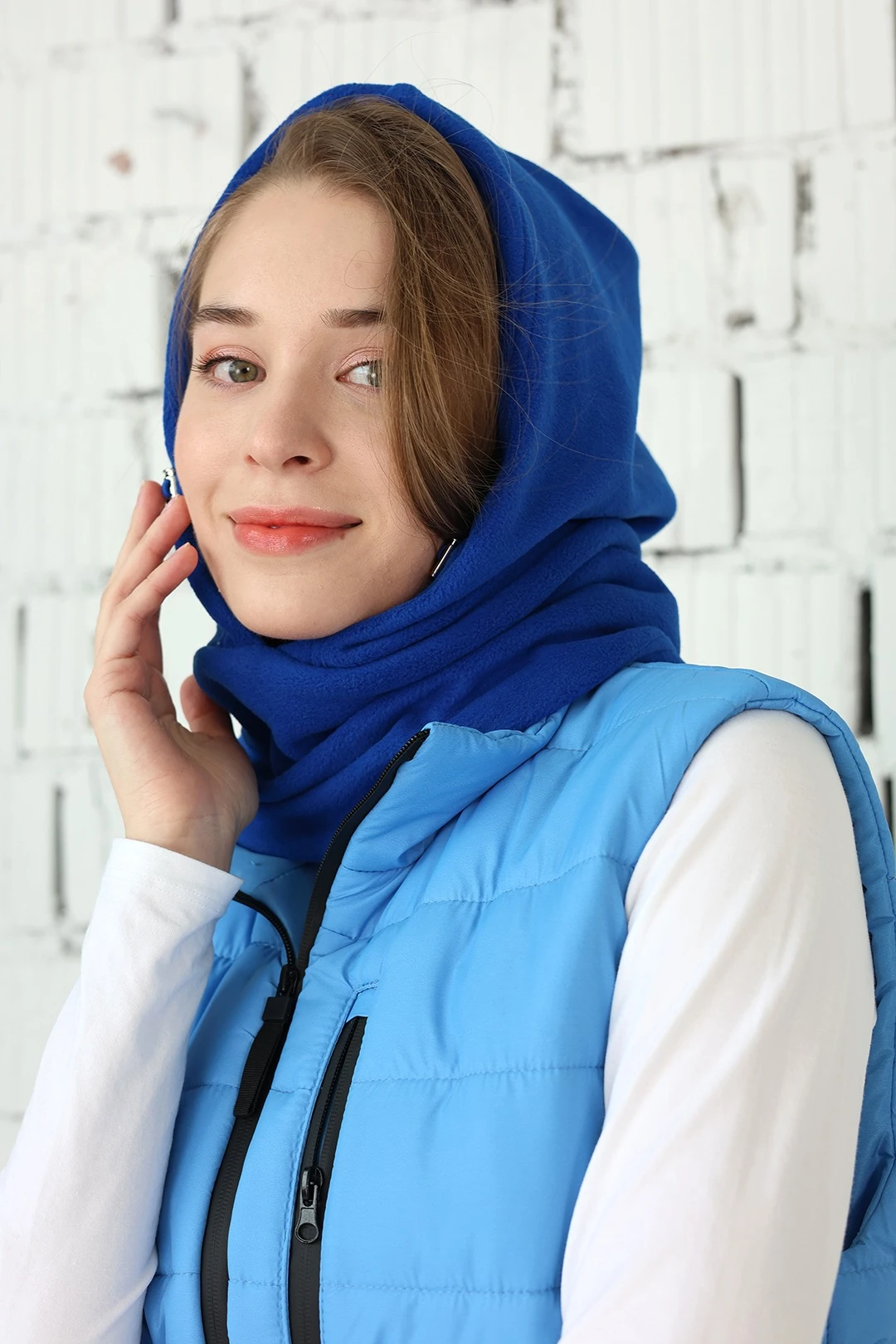 Капор Рейс флисовый взрослый, однотонный синий#2 Капор Рейс флисовый взрослый, однотонный синий#2