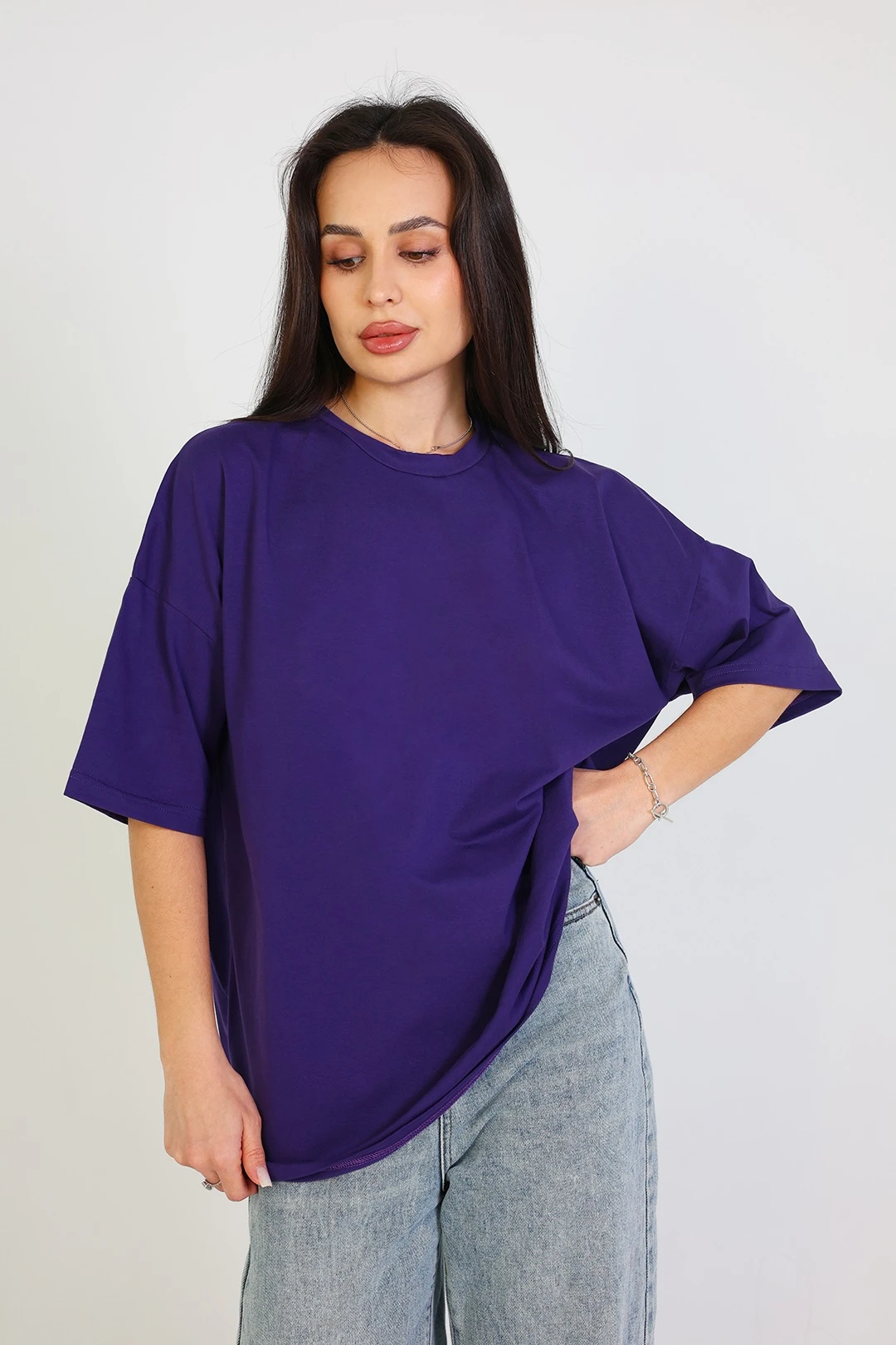 Купить футболку Ричмонд оверсайз унисекс однотонная (хлопок), фиолетовая
