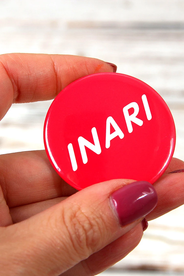 Значок закатный диаметр 44 мм, с печатью "Inari"#1 Значок закатный диаметр 44 мм, с печатью "Inari"#1