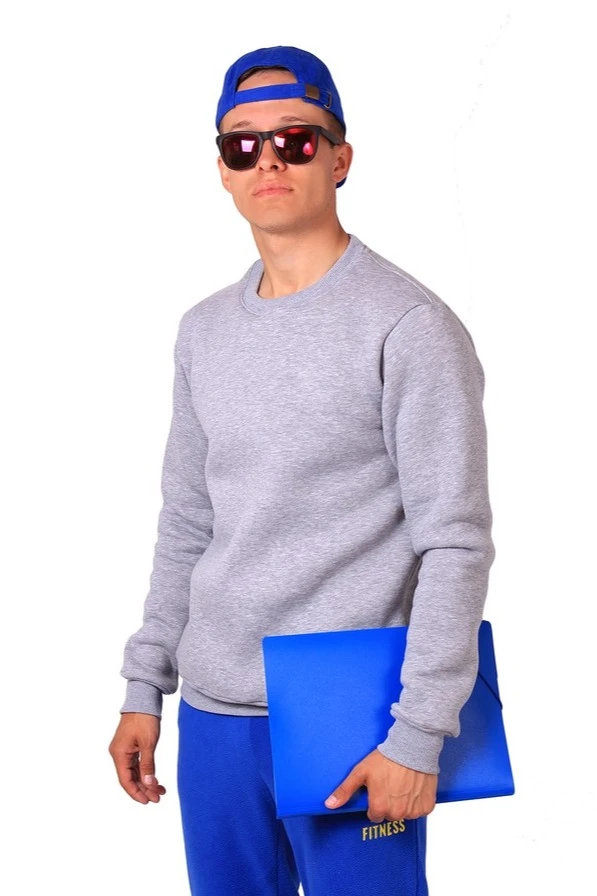 Свитшот Тревис из футера унисекс, однотонная меланж#1