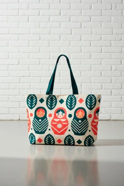 Купить сумку Лайт из габардина 40х30 см, с принтом "Russian dolls"