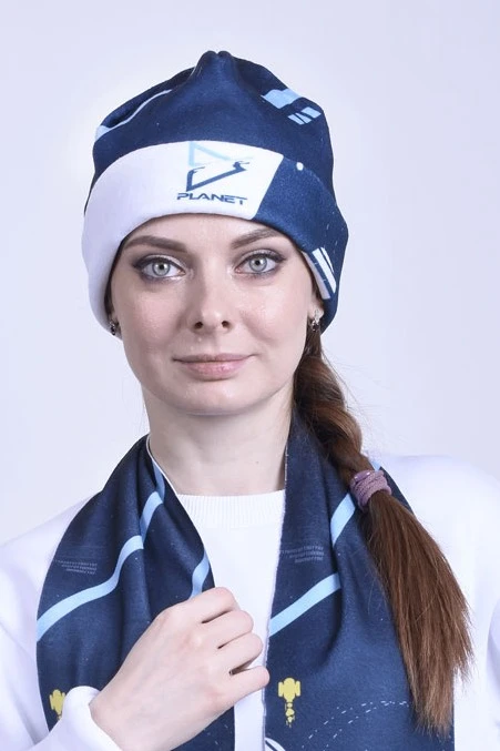 Шапка Лофт флисовая двухслойная взрослая, с полной запечаткой "Planet"#1