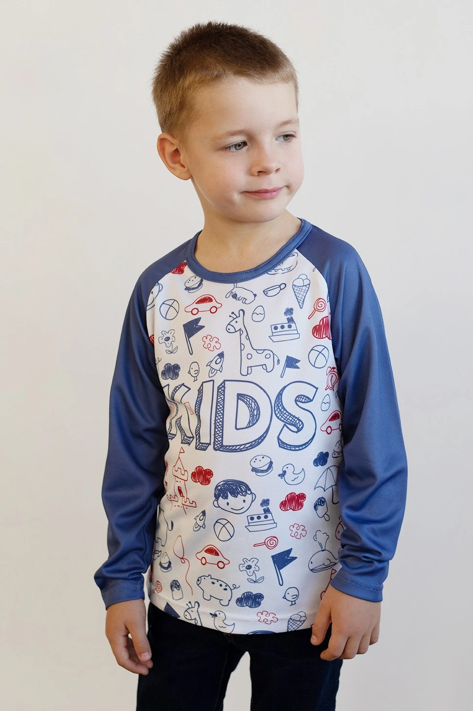 Лонгслив Спэйс Плюс детский из примы с полной запечаткой "Kids"#1
