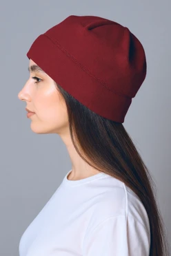 Купить шапку Вайт флисовая однослойная взрослая, однотонная бордовая