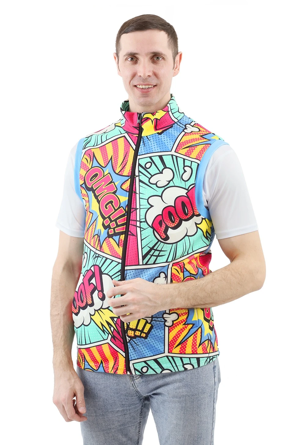 Жилет Джон флисовый без подклада унисекс, с полной запечаткой#5