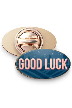 Значок заливной Овал 21х12 мм, с принтом "Good luck"#1