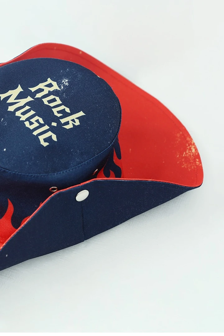 Купить панаму Техас с полями на кнопках, с полной запечаткой "Music Festival"