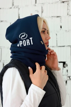 Купить капор Рейс флисовый взрослый, однотонный темно-синий