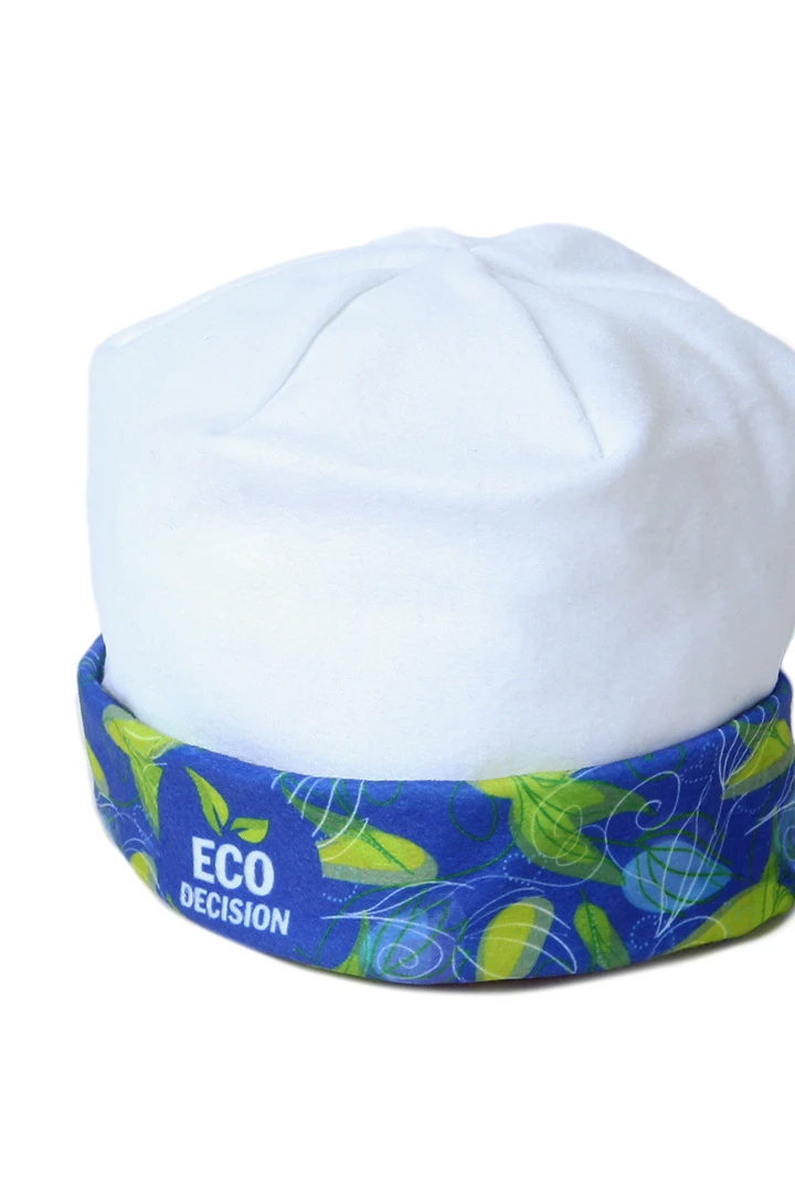 Шапка Лофт флисовая двухслойная взрослая, с полной запечаткой "ECO DECISION"#5 Шапка Лофт флисовая двухслойная взрослая, с полной запечаткой "ECO DECISION"#5