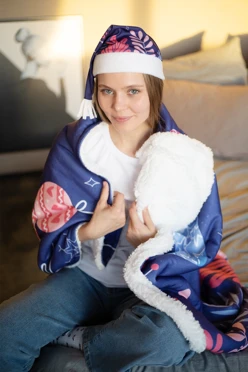 Плед Слипи флисовый 120х140 см (двухслойный), с принтом "Happy Christmas"#2