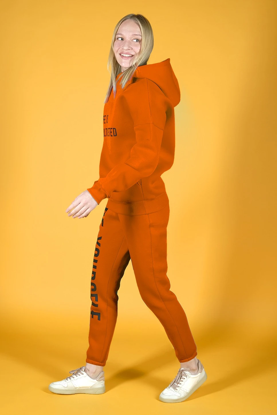 Худи Кинг из футера унисекс, однотонная оранжевая#5