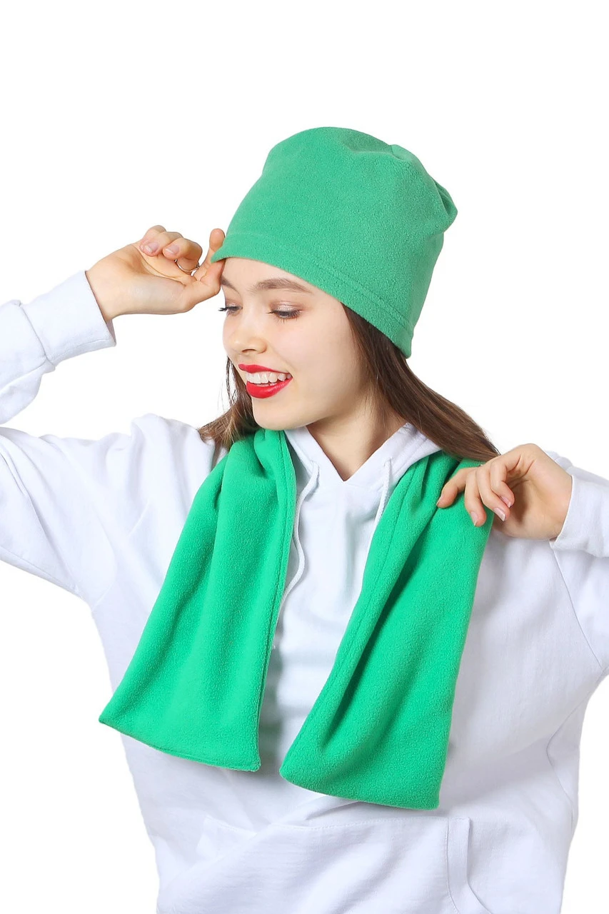 Шапка Вайт флисовая однослойная взрослая, однотонная зеленая#4 Шапка Вайт флисовая однослойная взрослая, однотонная зеленая#4