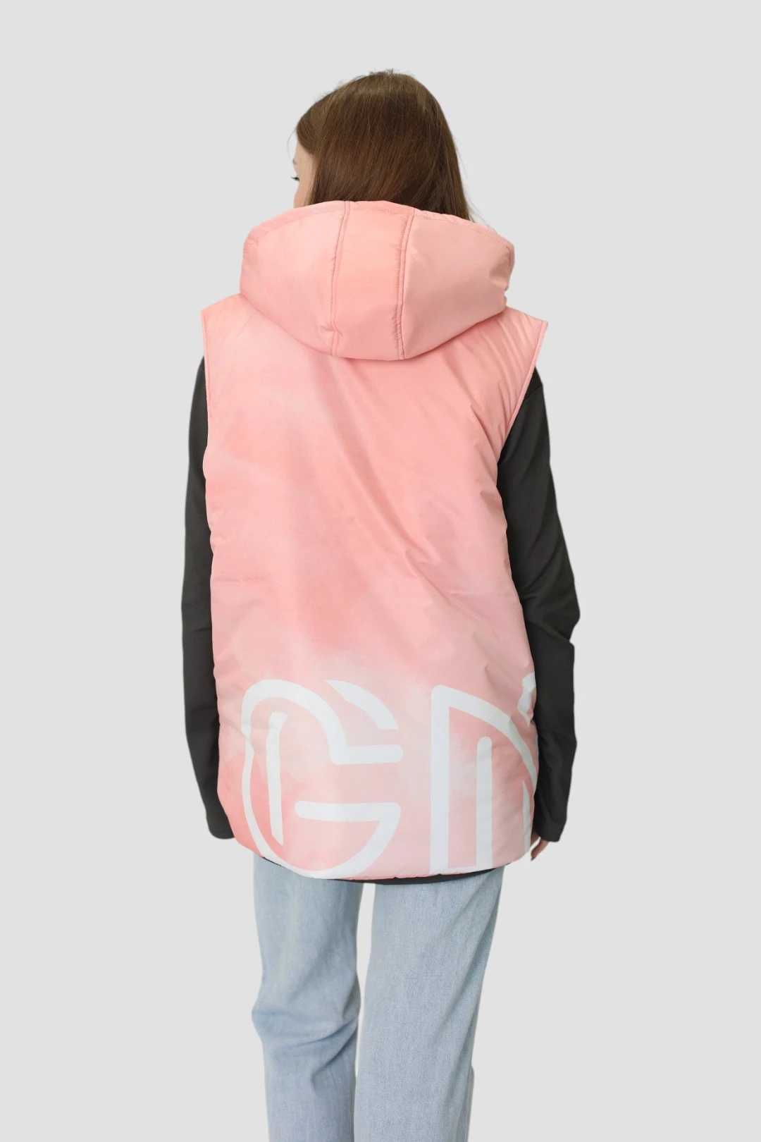 Жилет Трис на синтепоне с капюшоном унисекс, с полной запечаткой "Gn"#4