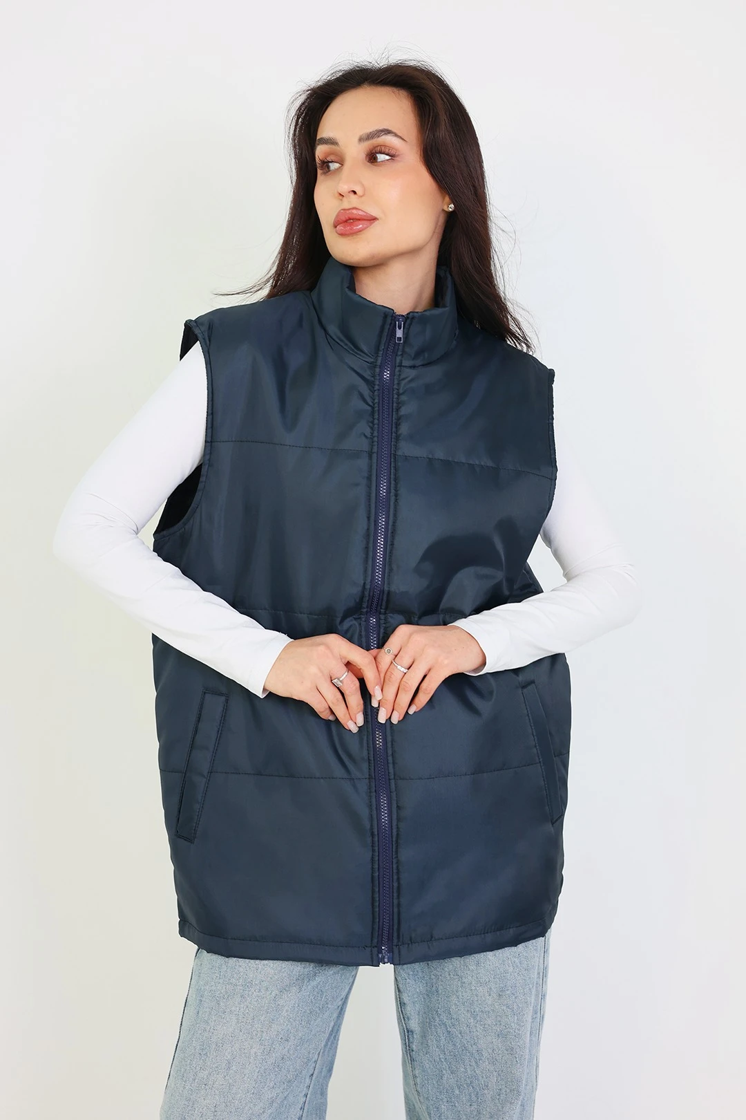 Жилет Оливер унисекс, однотонный темно-синий#1