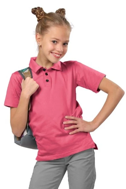Поло Декстер детская однотонная розовая (хлопок)#1