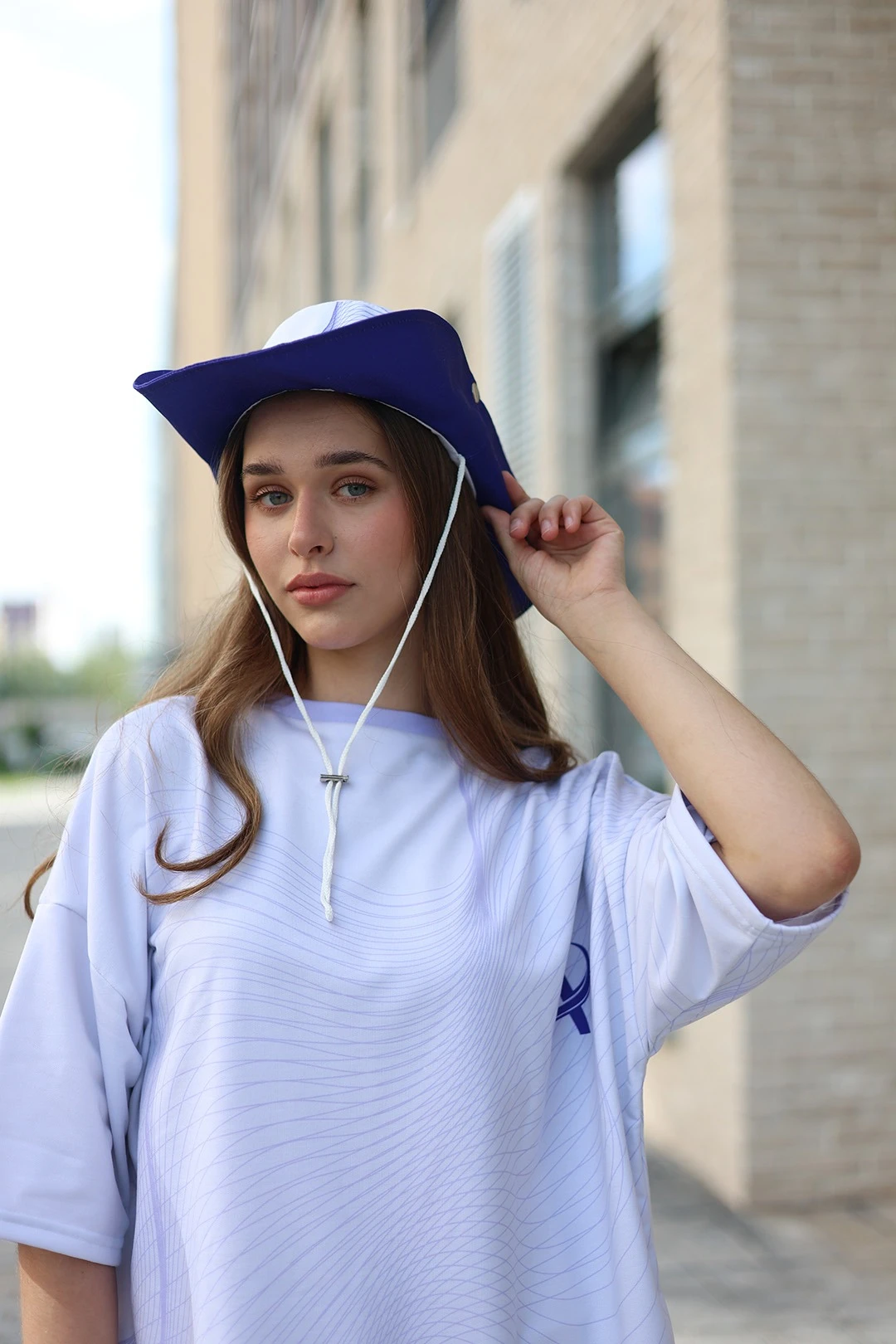 Панама Техас с полями на кнопках, с полной запечаткой "Radio wave"#3