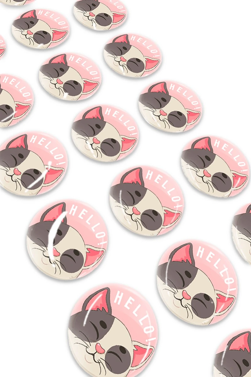 Купить наклейку заливную  2х2 см круг, с нанесением "Hello!"