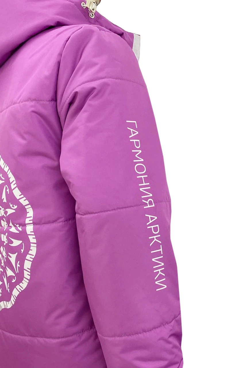 Куртка Винтер с капюшоном на синтепоне унисекс, с полной запечаткой "Harmony of the Arctic"#6