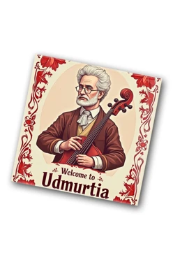 Купить значок заливной Квадрат 25х25 мм, с принтом "Welcome to Udmurtia"