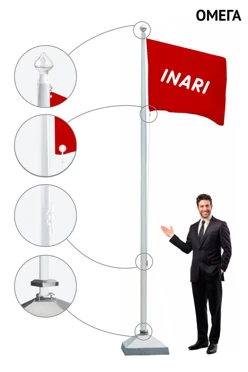 Купить флагшток из стекловолокна с открытым механизмом 6 м