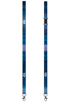 Купить ленту для бейджа блекаут ширина 1,5 см, с карабином-люкс и замком безопасного разрыва, с печатью "VIP"