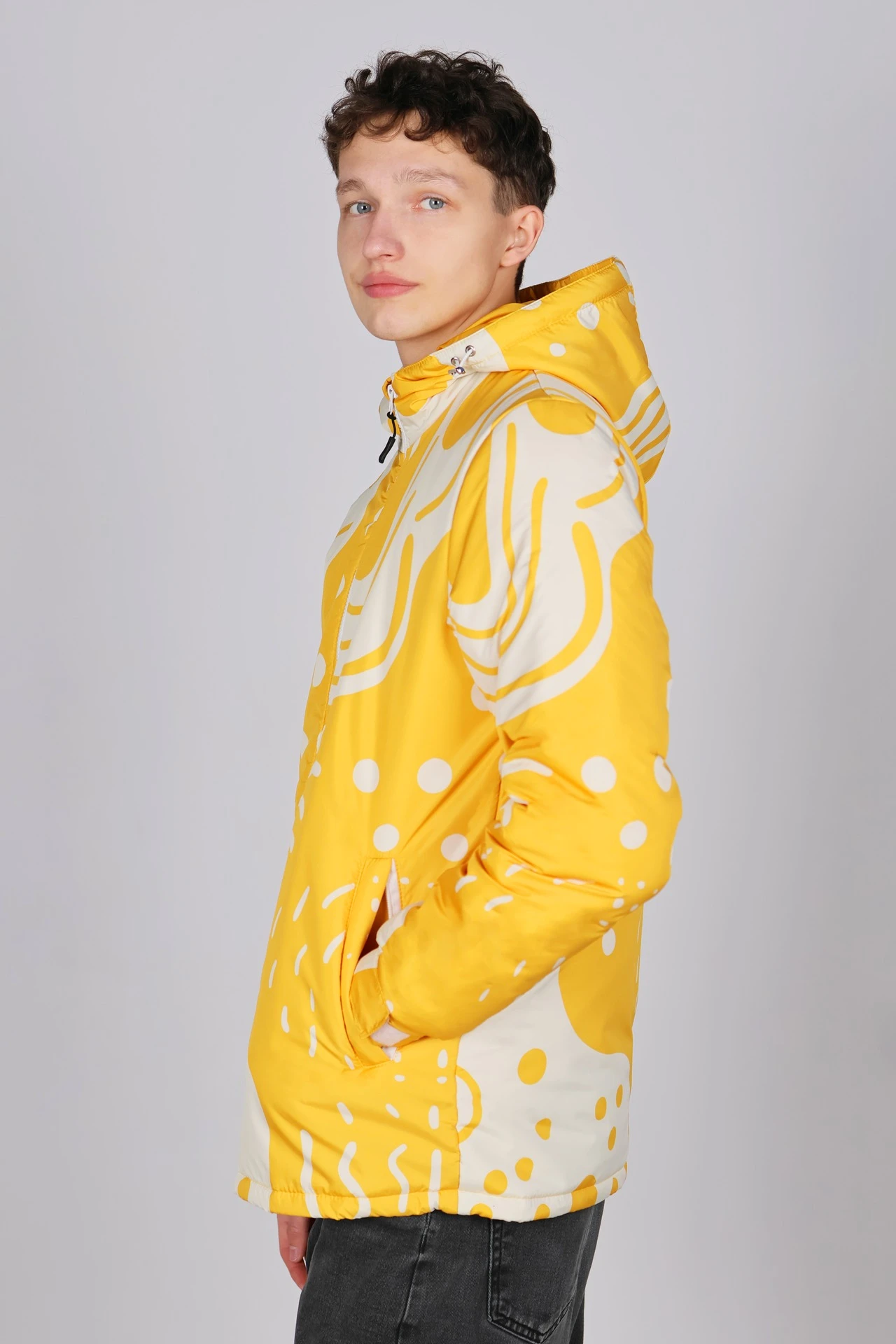 Куртка Норд с капюшоном на синтепоне унисекс, с полной запечаткой "Abstraction"#1