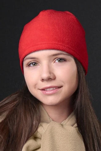 Шапка Вайт флисовая однослойная взрослая, однотонная красная#2